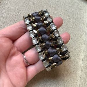 Stella & Dot cuff chain bracelet- navy ribbon